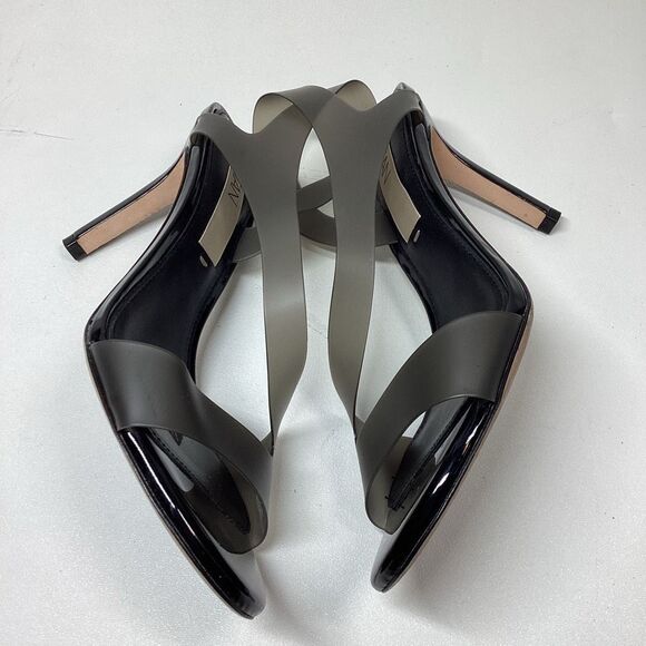 Deltan Black Clear Vinyl Open Toe Jelly Stiletto Pumps Women’s Size 8 - Picture 5 of 12